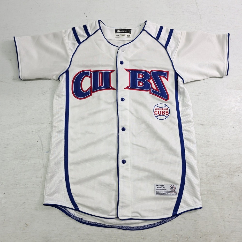 Vintage MLB Chicago‎ Cubs Baseball Stitched Jersey White True Fan GM Youth Sz L
